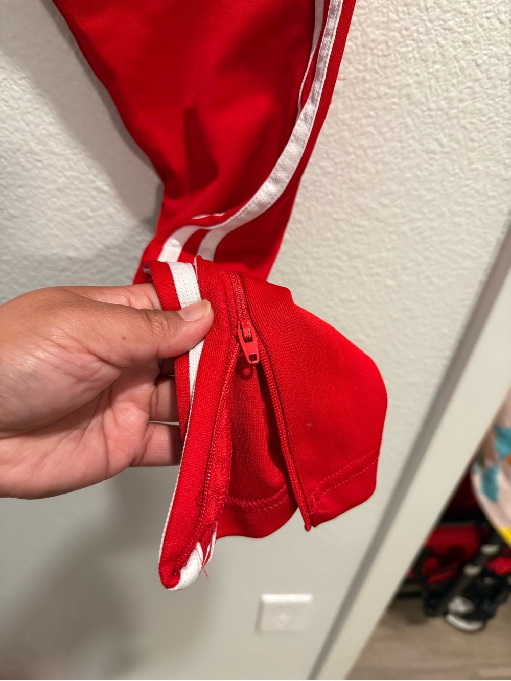 adidas Red Kids Jogger Sweatpants with White Stripes - Picture 4 of 7